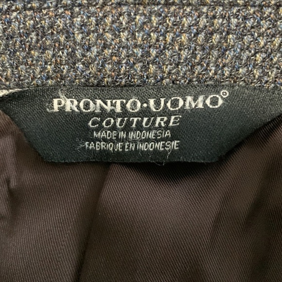 Pronto Uomo Couture 100% Wool Blazer Navy/Grey Size 44 Short - Picture 10 of 15